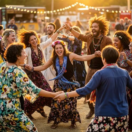 Festive Group Dancing | Joyful People Celebrating Together