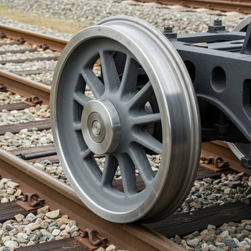 Detailed Railway LHB Wheel - Iron Construction on Track