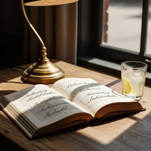 Vintage Leather-Bound Book on Wooden Table