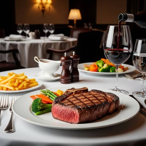 Decadent Steak Dinner in Classic Restaurant Setting