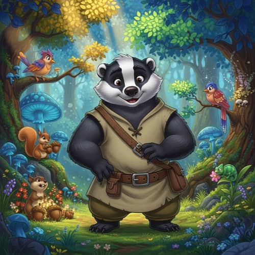 Robust Anthro Furry in Vibrant Forest | Friendly Animated Expression