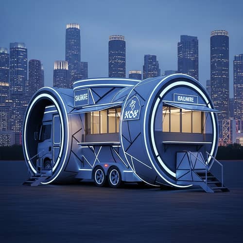 Futuristic Circular Food Truck with Modern Elements