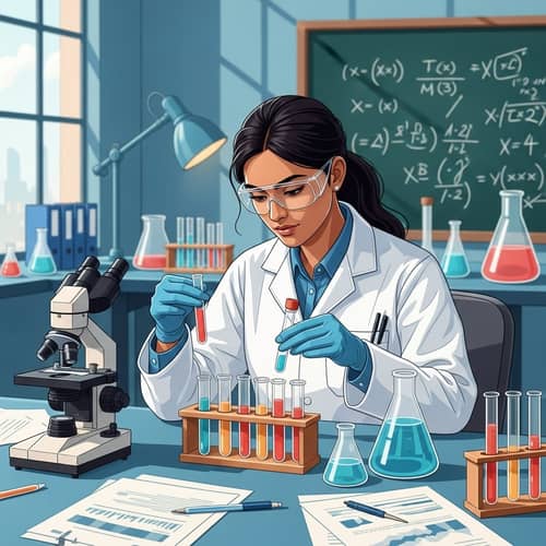 South Asian Female Scientist in Laboratory - Intense Research and Discovery