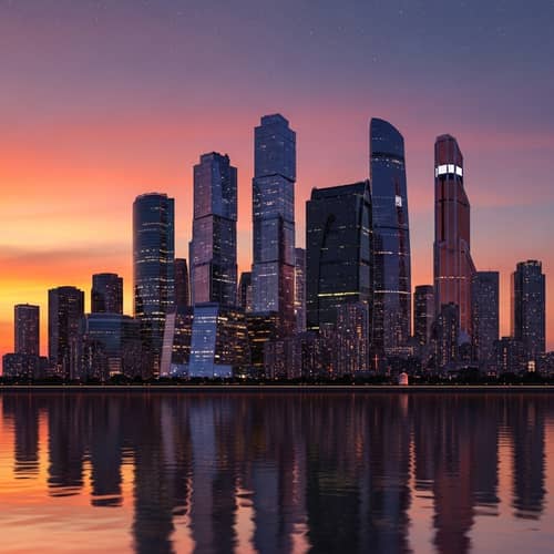 Abstract City Skyline Art: Futuristic Urban Landscape