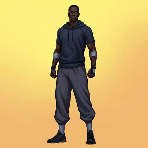 Powerful Athletic Hero Clad in Mystique Attire