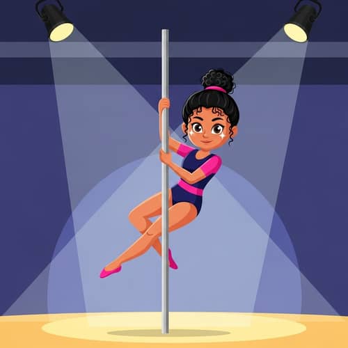 Poledance Girl Cartoon: Gymnastics in Action