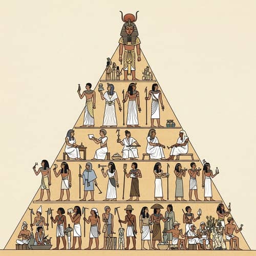 Egyptian Society Structure: Pyramid Model Depiction