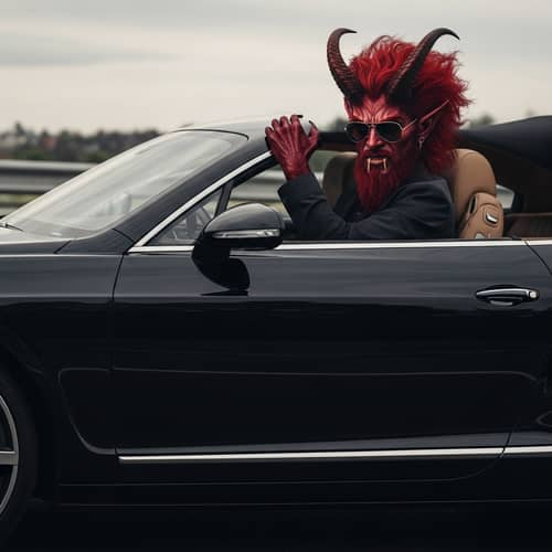 Fierce Demon with Red Hair in Black Bentley