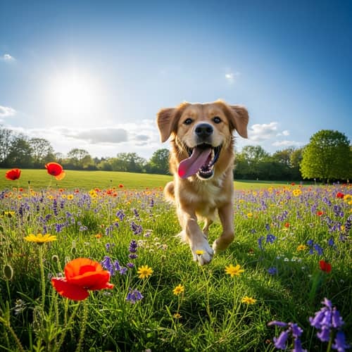Playful Dog Running in Vibrant Park | Cute Dog Image