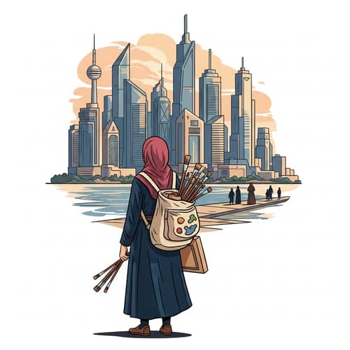 Middle-Eastern Female Artist Embarks on Urban Journey | Cityscape Painting
