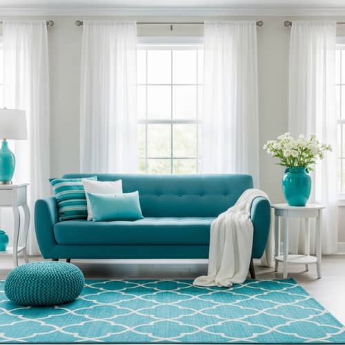 Bright Teal Couch Zoom Background