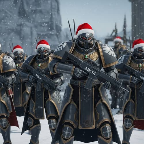 Jolly Christmas Hats and MK14 Weapons in Sixth-Tier Armor