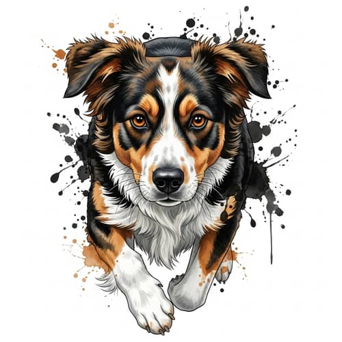 High-Resolution Watercolor Dog Portrait with Intense Eyes