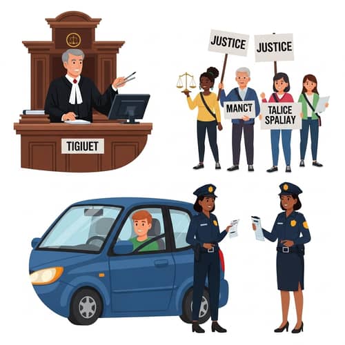 Diverse Lawful Activities in Daylight | Legal Scenes Illustration