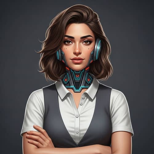 Confident 24-Year-Old Middle-Eastern Woman in Futuristic Attire