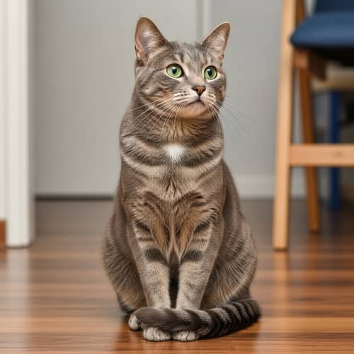 Beautiful Domestic Cat with Grey Fur | Serene House Cat