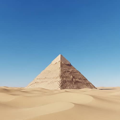 Serenity of Desert: Azure Sky and Pyramid in Golden Light