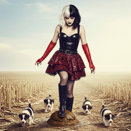 Emma Stone as Cruella Suffers Mishap in Cornfield