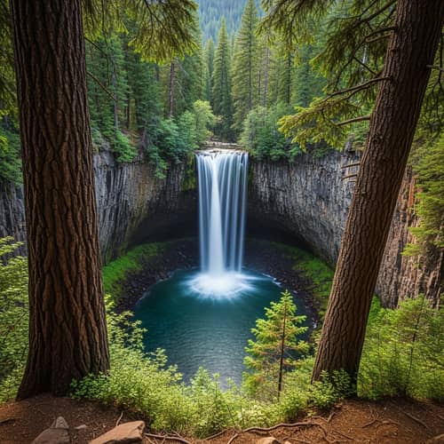 Enchanting Waterfall in a Circular Flow - Nature's Serenity