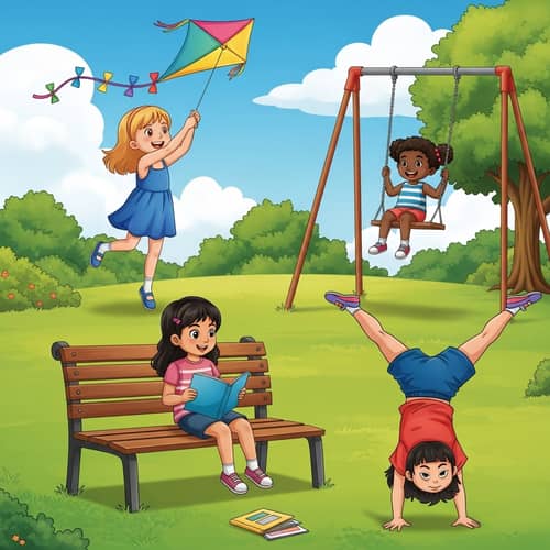 Multicultural Park Fun for Young Girls