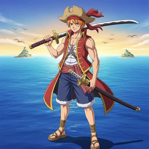 Ichigo from Bleach as One Piece Straw Hat Pirate