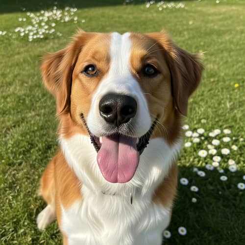 Joyful Medium-Sized Dog with Shiny Coat and Bright Eyes