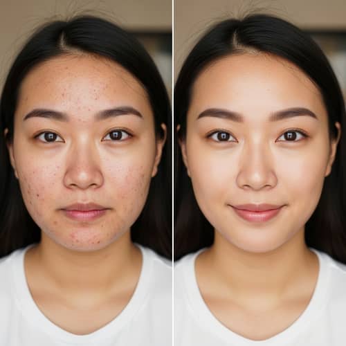Asian Woman Acne Transformation Photos | Clear Skin Before After