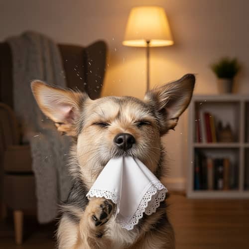 Adorable Dog Sneezing into Handkerchief | Funny Dog Sneezing
