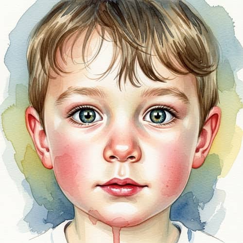 Watercolor Portrait of Young Boy | Artistic Child Face Painting