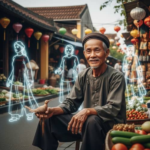 Vietnamese Man Smiling in Peace and Serenity