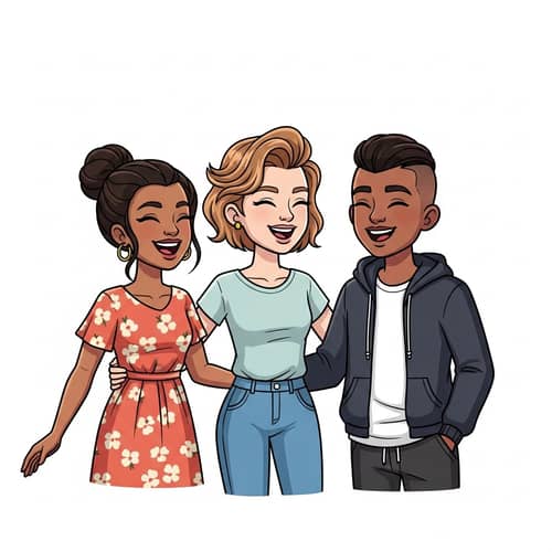 Multicultural Friends Cartoon Image | Diverse Friendship Fun