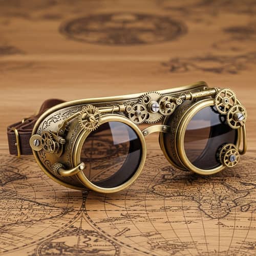 Steampunk Vintage Goggles with Intricate Brass Frames