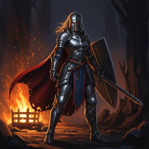 Fierce Female Knight in Medieval Fantasy World