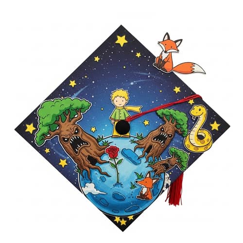 Whimsical 'The Little Prince' Graduation Cap Design