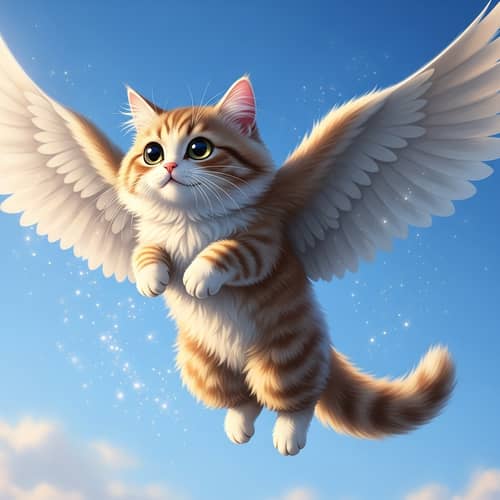 Charming Flying Cat | Soaring High in the Sky