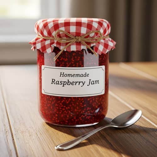 Gourmet Raspberry Jam in Glass Jar | Fresh Handmade Preserves
