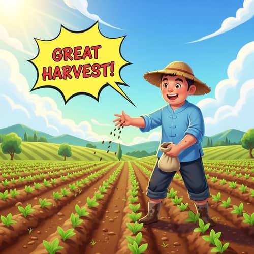 Joyful Farmer Sowing Seeds for a Great Harvest