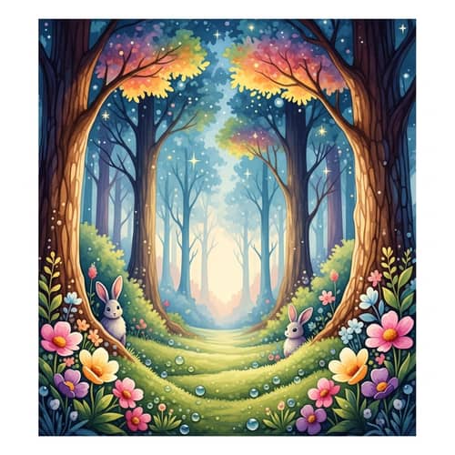 Magical Forest Watercolor Painting: Enchanting Landscape Art