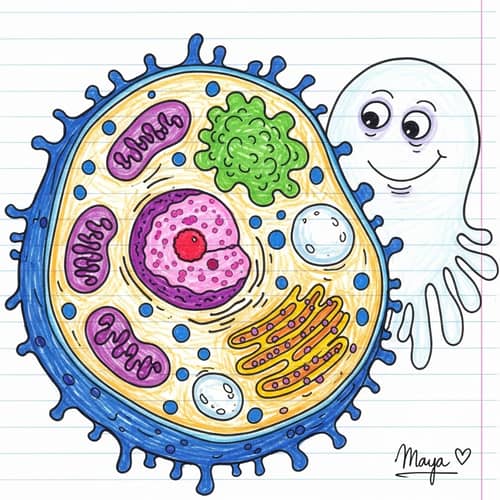 Simplistic Cell Illustration: Scientific Learning & Youthful Creativity