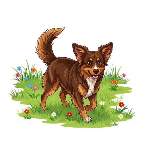 Playful Brown Dog Frolicking in Serene Park