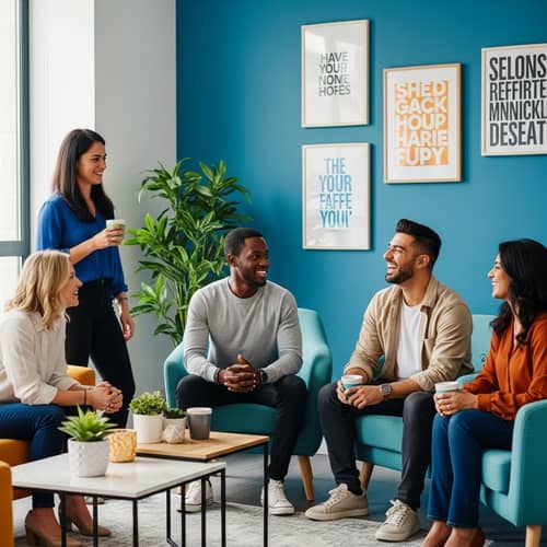 Diverse Group of Co-workers Enjoying Friendly Gathering