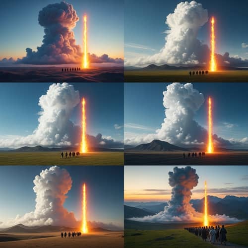 Hyper-Realistic Cloud & Fire: Journey Guided by Divine Phenomena