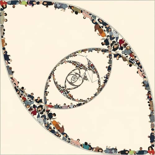 Intricate Artwork Demonstrating Golden Ratio with Diverse Human Figures