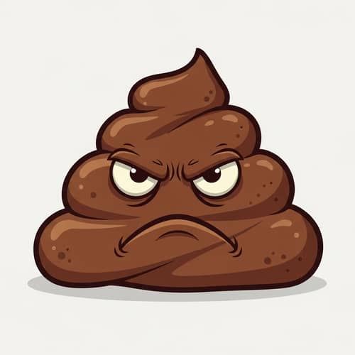 Ugly Poop Illustration - Funny Grumpy Blob with Googly Eyes