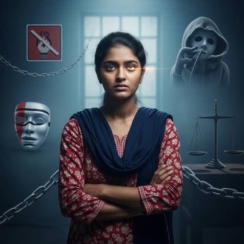 Teenage Girl Reflecting Societal Issues | Symbolic Visual Elements