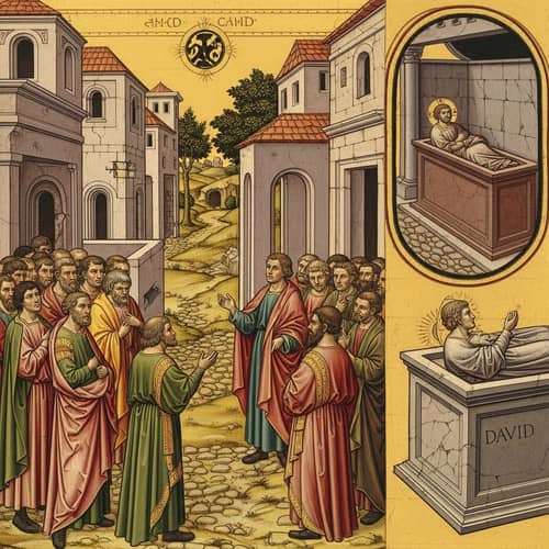 Aged Biblical Scene Depicting Multicultural Group with Central Authority Figure