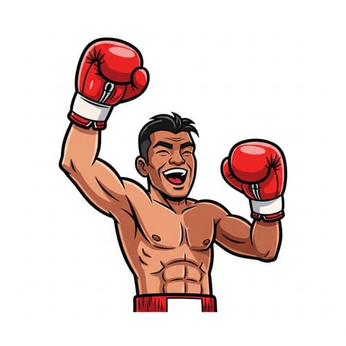 Triumphant Mixed European-Asian Boxer | High-Speed Action Snapshot