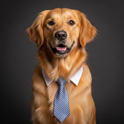 Golden Retriever Dog with Stylish Tie