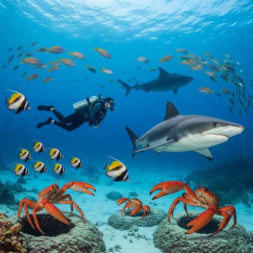 Exploring the Captivating Underwater World with Sharks and Tropical Fish