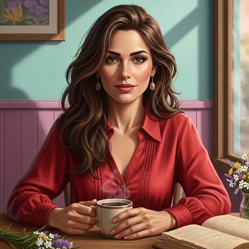 Portraits of Elegance: Hispanic Woman in a Café